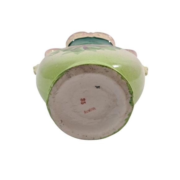 Antique Austrian Porcelain Vase Hand Painted Flowers Dragon Fly Art Nouveau 7.5" - Picture 10 of 11